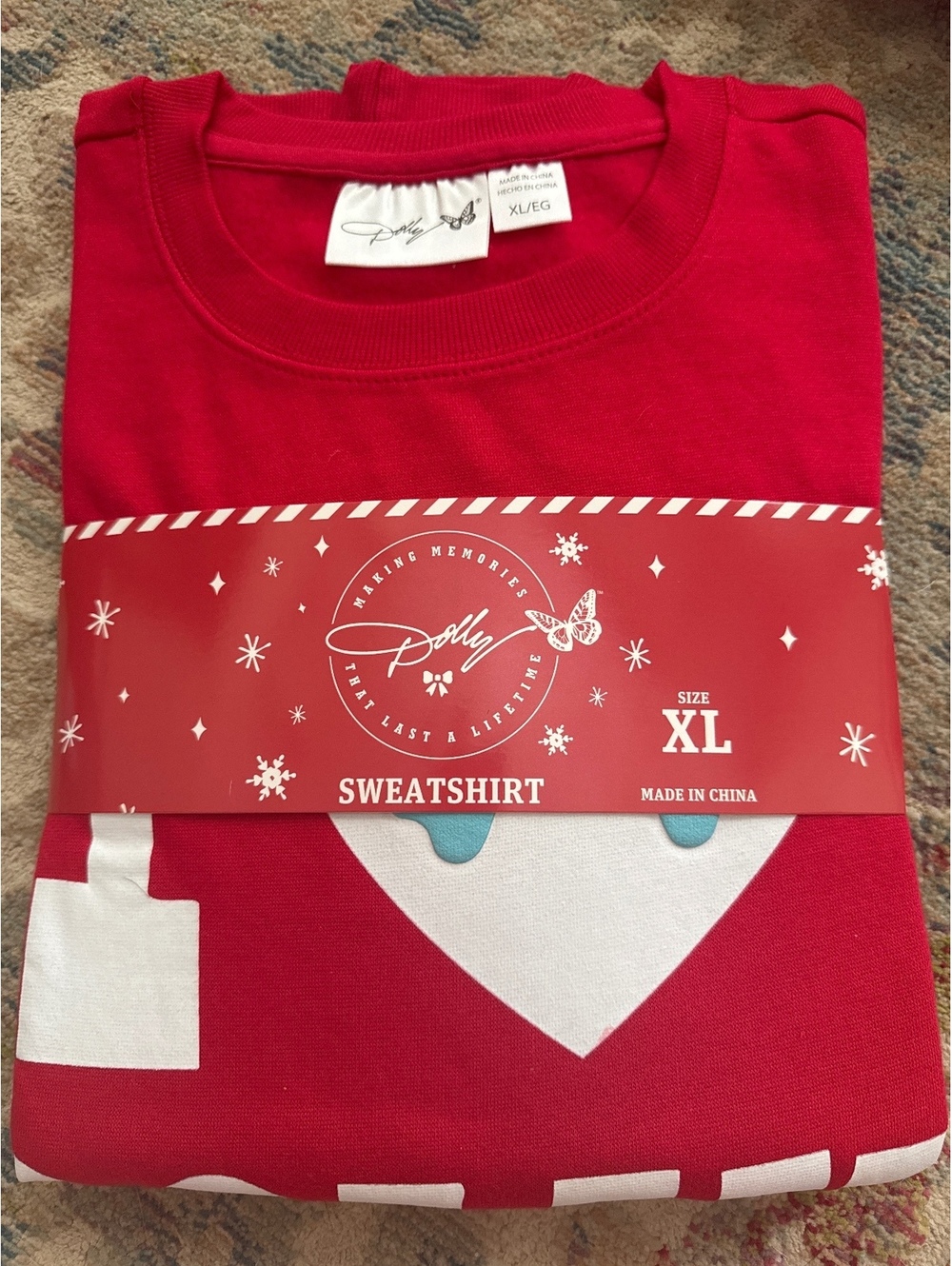 Red XL Dolly Parton I Love Dolly Christmas Sweatshirt